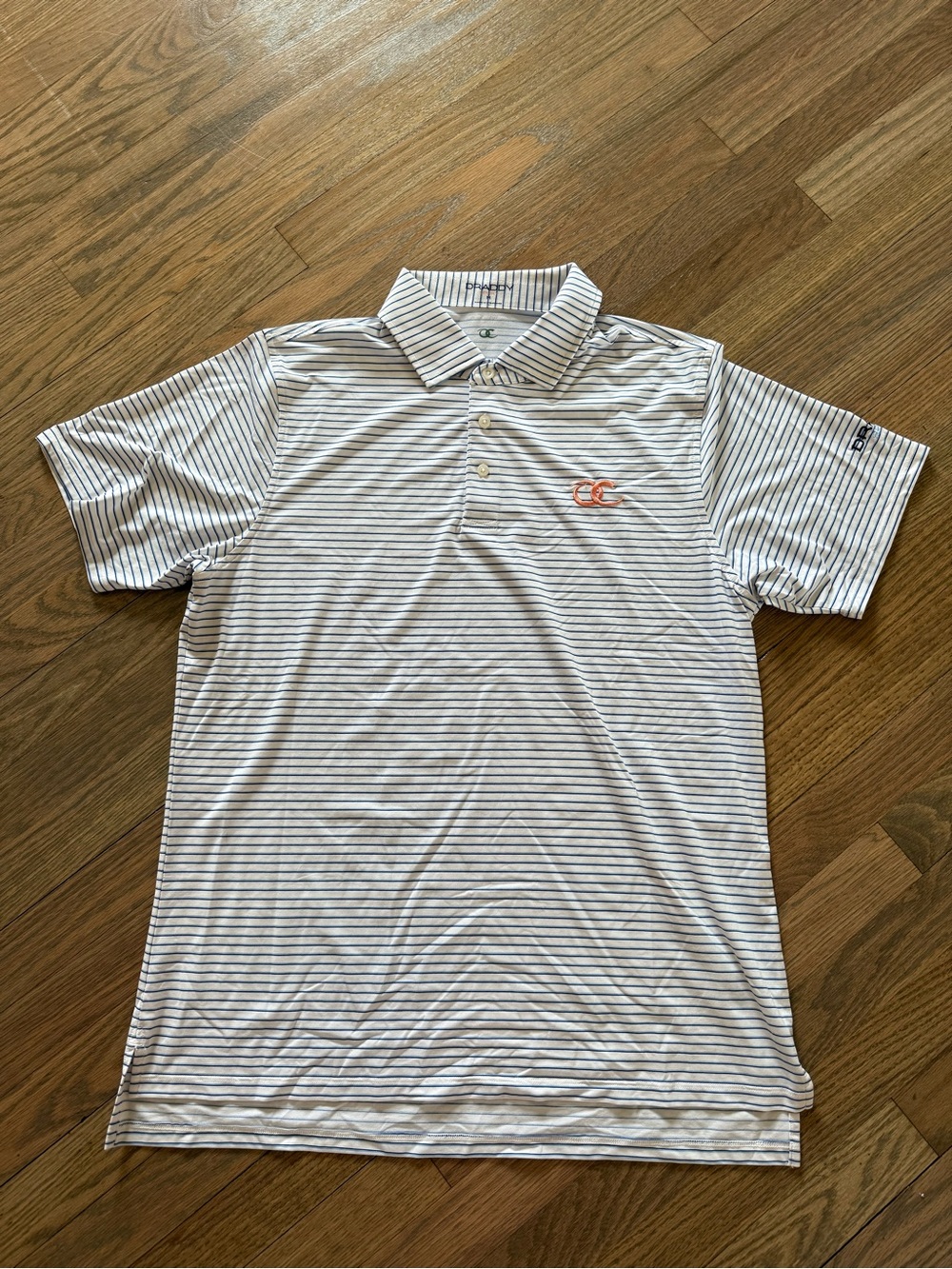 Men's White Striped Golf Polo